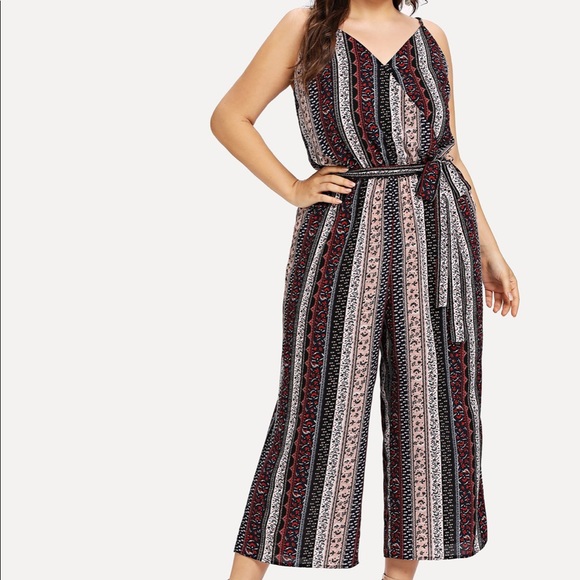 NEW| 1X-3X| Zen Bohemian Poppy BohoChic WideLegged TieWaist Jumpsuit - Picture 3 of 13